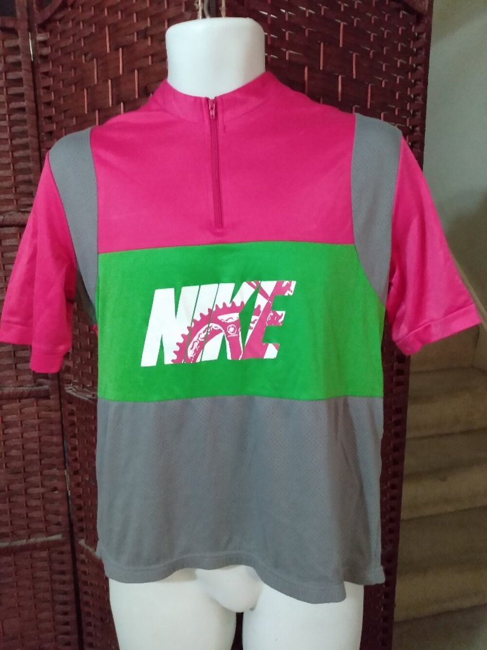 Vintage 90s Womens Nike Cycling Jersey Medium Multi Color 1/4 Zip
